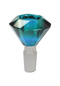 Bongkopf, Diamantform, Glas, 14,5er Schliff, Hellblau