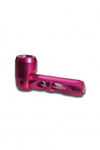 Hammer Pipe, Metallpfeife mit Glaseinsatz, Pink