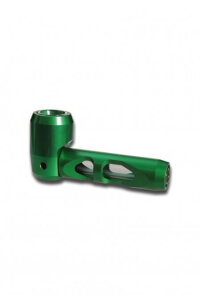 Hammer Pipe, Metallpfeife mit Glaseinsatz, Grün