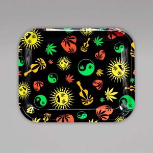 Rolling Tray Weed Shapes Pattern, L - 34 x 28 cm
